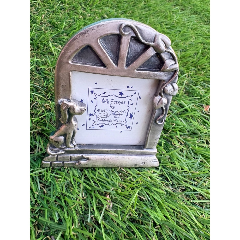 Ashleigh Manor Folk Frames Pewter Dog‎ Arched Picture Frame Ruth Reynolds Darby